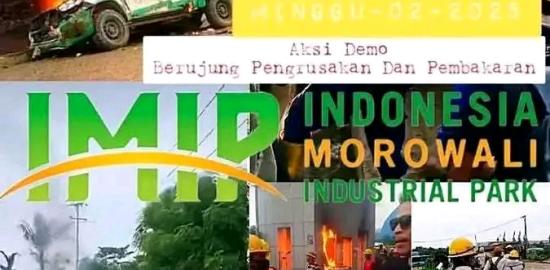 Demo Buruh PT. IMIP Ricuh, Masa Aksi Membakar POS Security dan Mobil OHS di Rusak