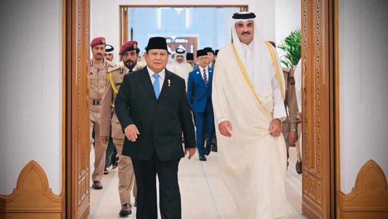 Presiden Prabowo Disambut Hangat Emir Qatar di Istana Amiri Diwan
