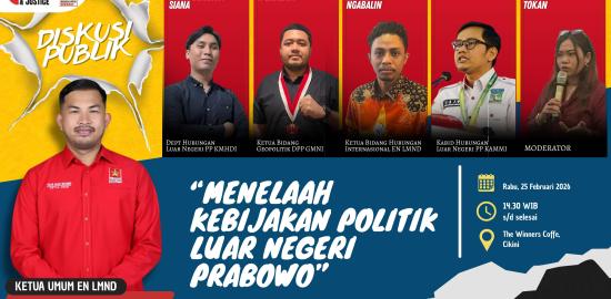 Indonesia Masuk Board Of Peace, EN LMND Gelar Diskusi Publik Bersama OKP Nasional