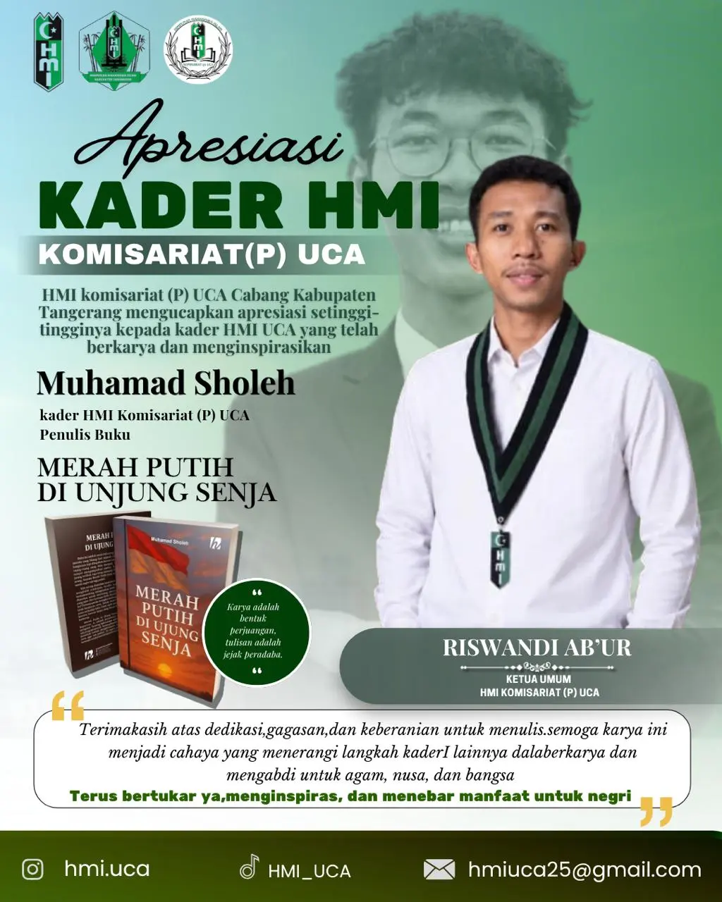Dari Kader ke Karya: HMI (p) UCA Tegaskan Tradisi Intelektual Lewat Novel ‘Merah Putih di Ujung Senja’