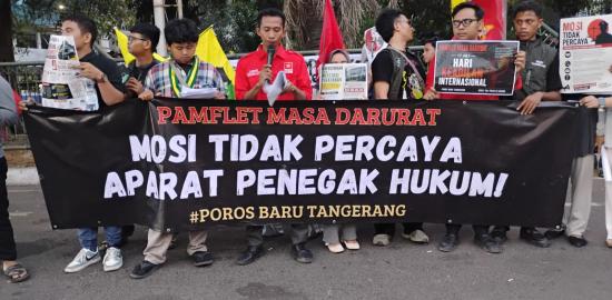 Hari Keadilan Internasional, Poros Baru Tangerang Gelar Aksi Depan Taman Gajah: Serukan Mosi Tidak Percaya APH