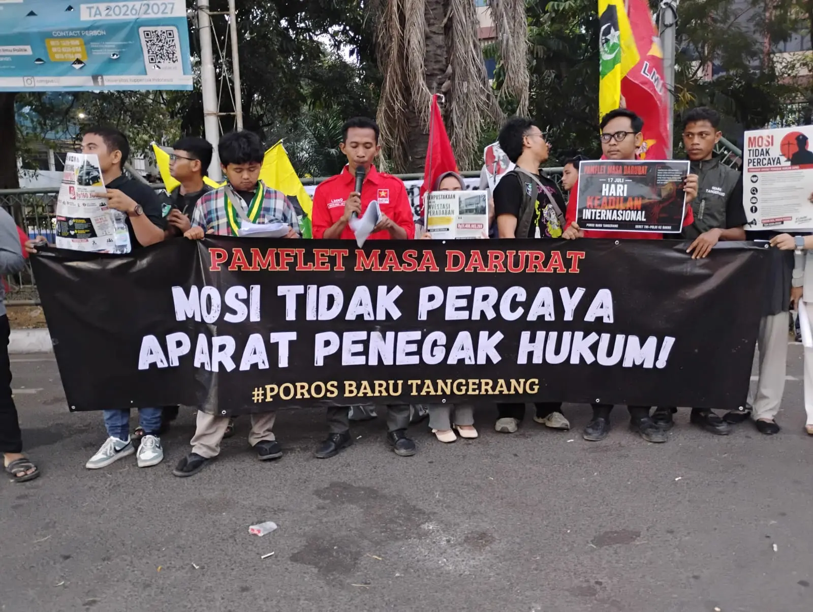 Hari Keadilan Internasional, Poros Baru Tangerang Gelar Aksi Depan Taman Gajah: Serukan Mosi Tidak Percaya APH