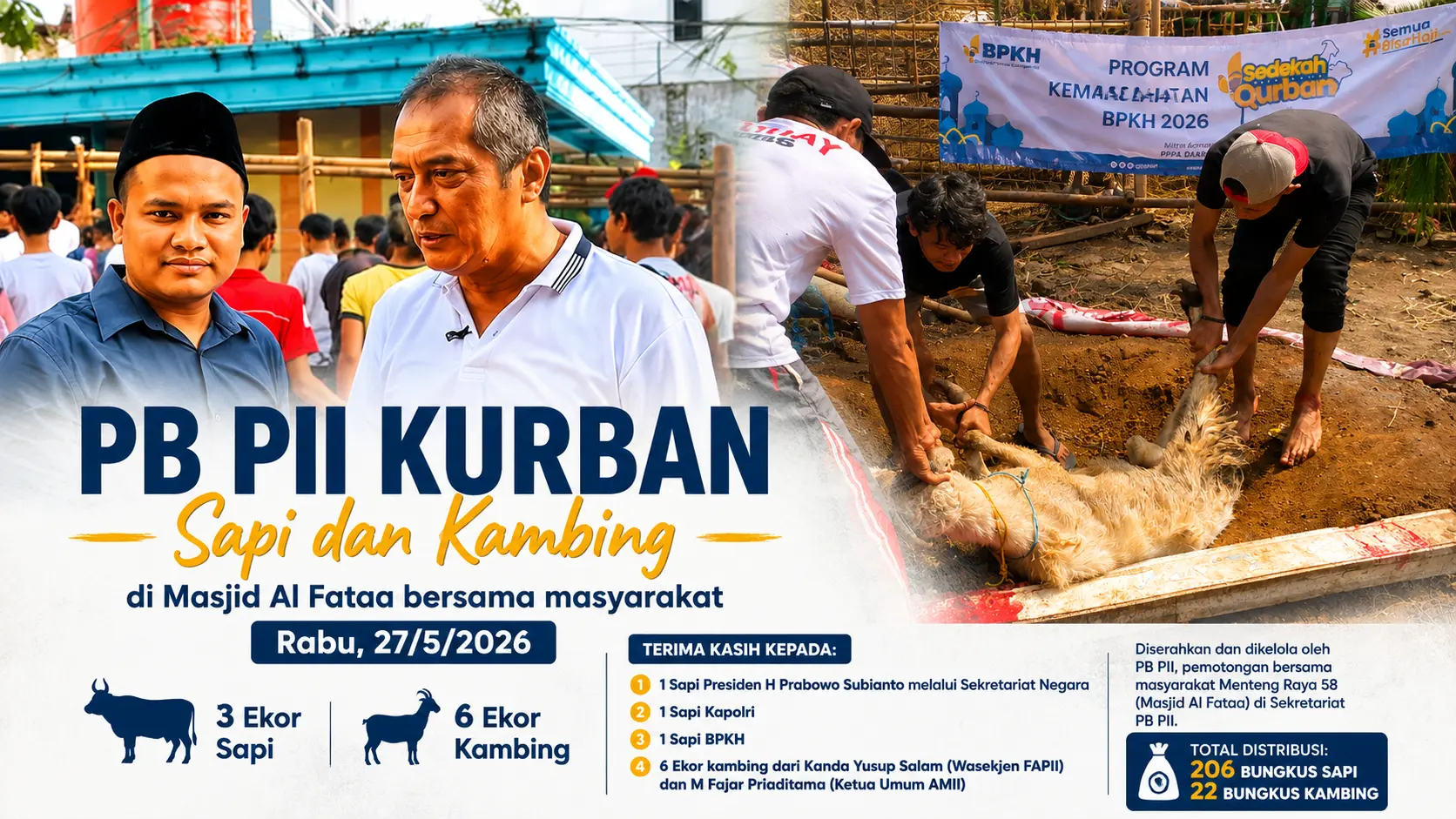PB PII Gelar Kurban Bersama Masyarakat di Masjid Al Fataa