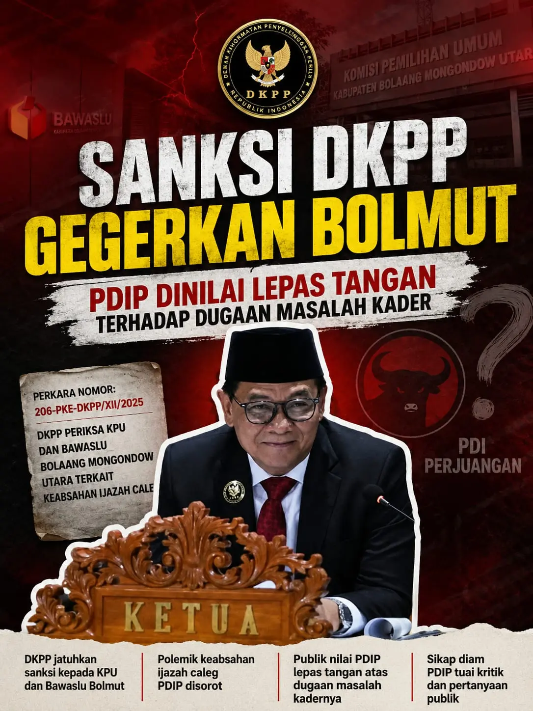 Sanksi DKPP Gegerkan Bolmut, PDIP Dinilai Lepas Tangan terhadap Dugaan Pelanggaran Etik Kader