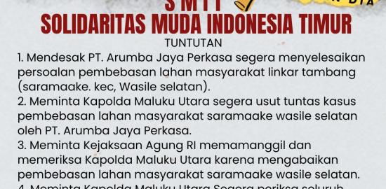 Desak Selesaikan Permasalahan Agraria, SMIT Akan Gelar Aksi di Tiga Titik: Usut Tuntas Permasalahan Pembebasan Lahan Oleh PT. Arumba Jaya Perkasa