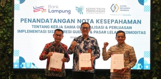 Optimalkan Peran SRG dan PLK, Bappebti Teken MoU dengan PT KBI dan PT BPD Lampung