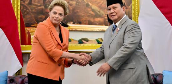 Presiden Prabowo Terima Kunjungan Kehormatan Presiden NDB Dilma Rousseff di Istana Merdeka