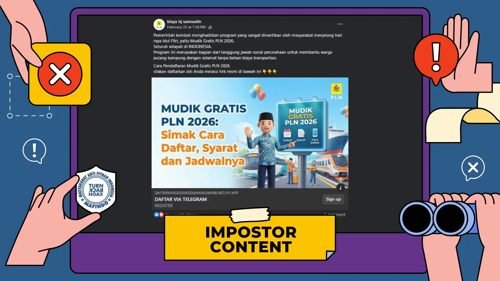 [PENIPUAN] Tautan Pendaftaran Mudik Gratis dari PLN