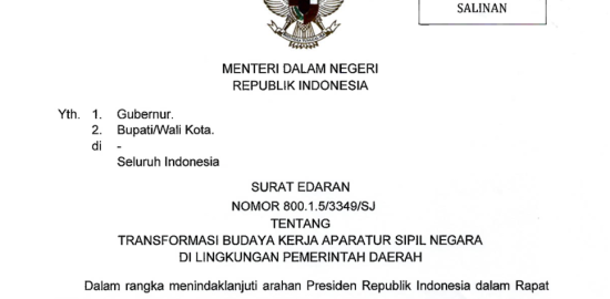 Ketentuan Mendagri tentang Transformasi Budaya Kerja bagi ASN Pemda
