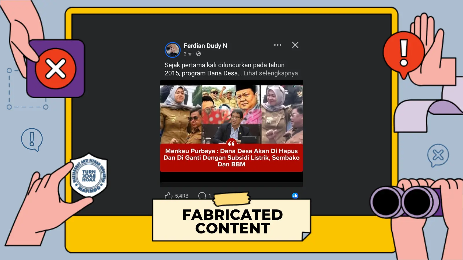 [SALAH] Klaim Menkeu Purbaya Hapus Dana Desa demi Subsidi Listrik dan Sembako