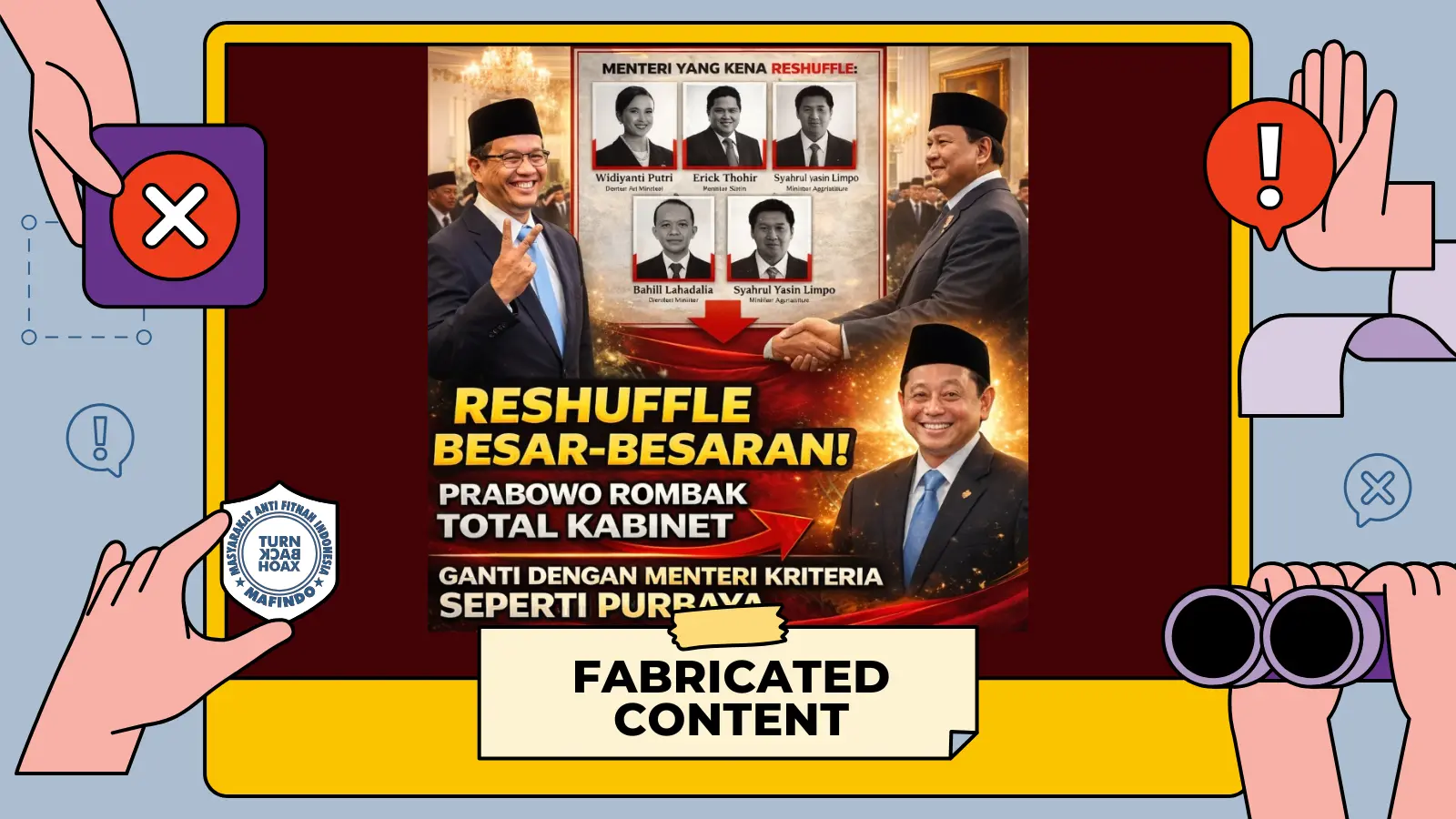 [SALAH] Prabowo Reshuffle Menteri pada Februari 2026