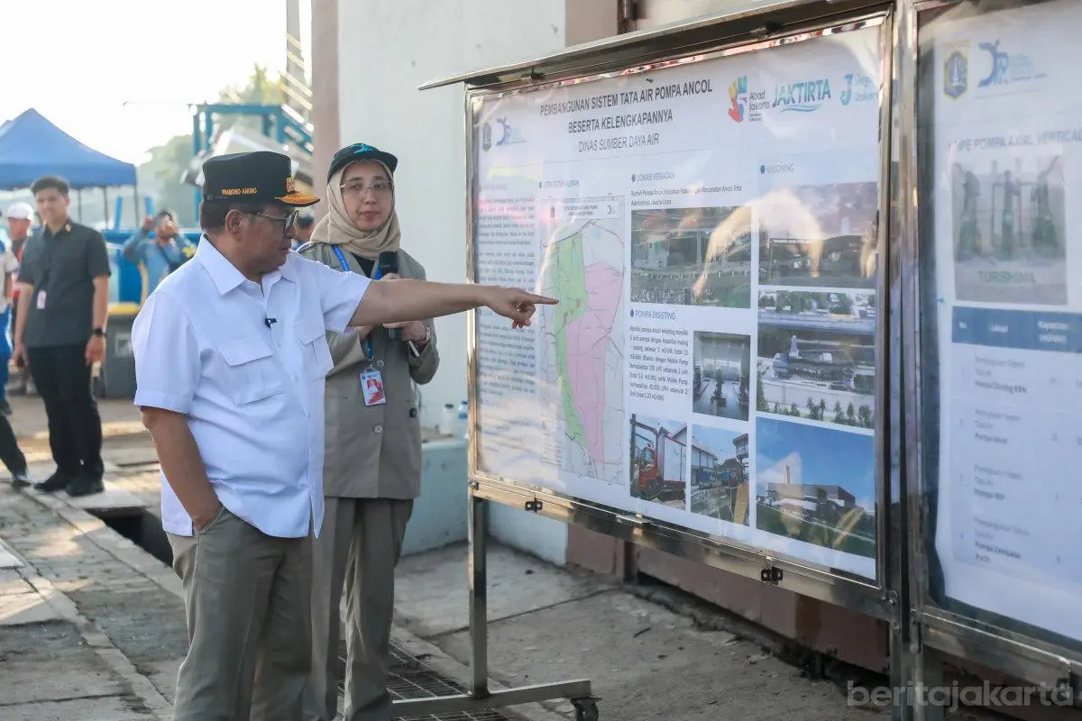 Pramono Tinjau Pembangunan Sistem Tata Air Pompa Ancol
