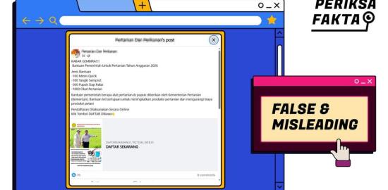 [SALAH] Hoaks Tautan Pendaftaran Bantuan Pertanian Kementan 2026