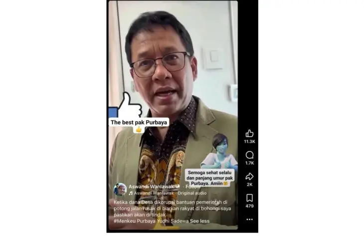 [SALAH] Hoaks! Video pernyataan Purbaya terkait korupsi dana desa
