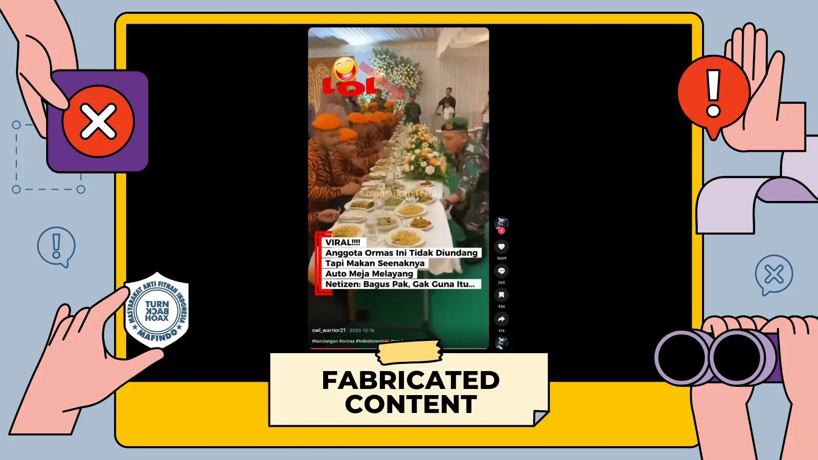 [SALAH] Video Prajurit TNI Membalikkan Meja Anggota Ormas Tidak Diundang yang Makan Seenaknya