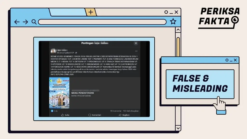 [HOAKS] Tautan Pendaftaran Seleksi Pegawai Kementerian Kesehatan Tahun 2026