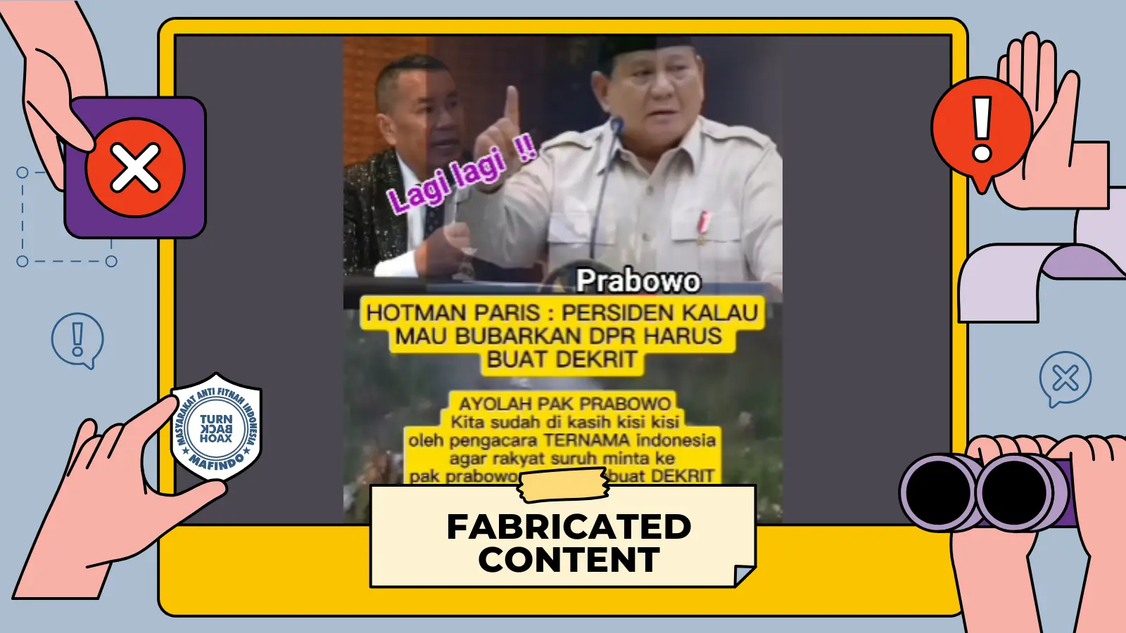 [SALAH] Hotman Paris: DPR Bisa Dibubarkan Lewat Dekrit Presiden