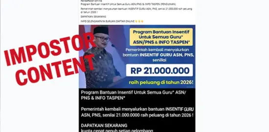 [SALAH] Cek Fakta: Bantuan Insentif untuk Semua Guru Tahun 2026