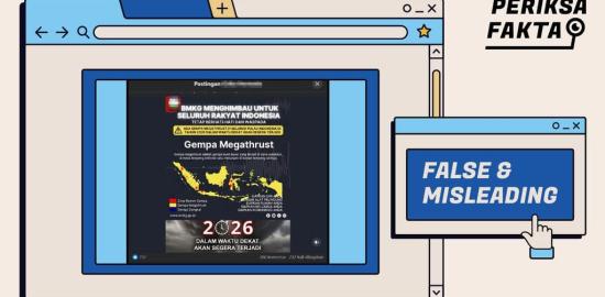 [SALAH] Hoaks BMKG Prediksi Gempa Megathrust di Tahun 2026