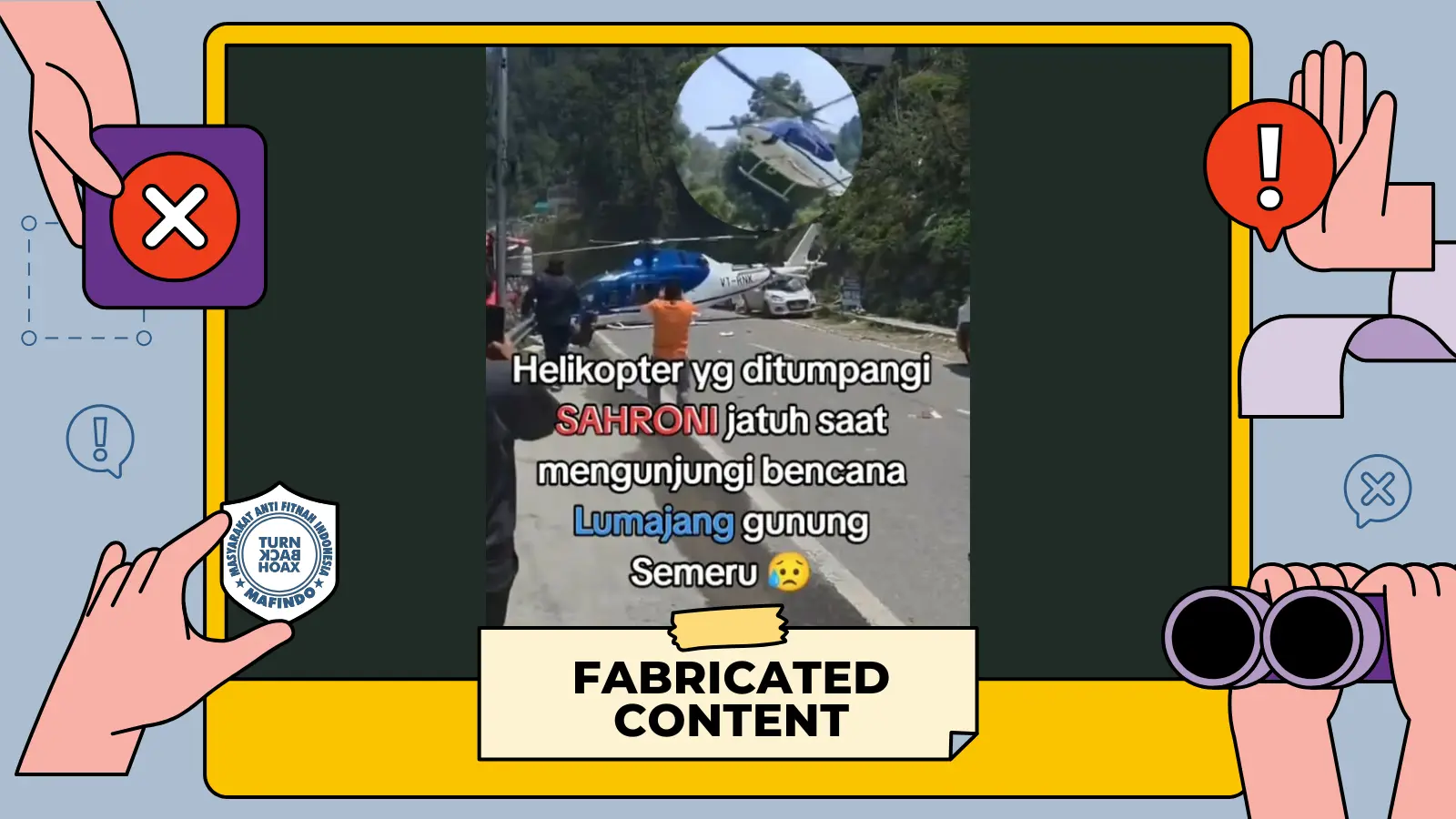[SALAH] Klaim Helikopter Sahroni Jatuh di Lumajang Saat Kunjungan Bencana Semeru
