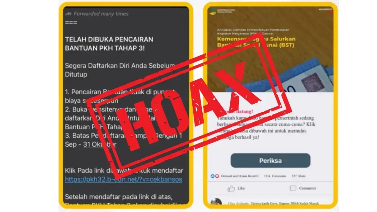 [SALAH] Hoaks! Kemensos Tidak Pernah Buka Pendaftaran Bansos Rp5,4 Juta Lewat Link Ini