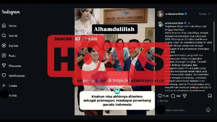 [HOAKS] Garuda Indonesia Angkat Khairun Nisa Menjadi Pramugari