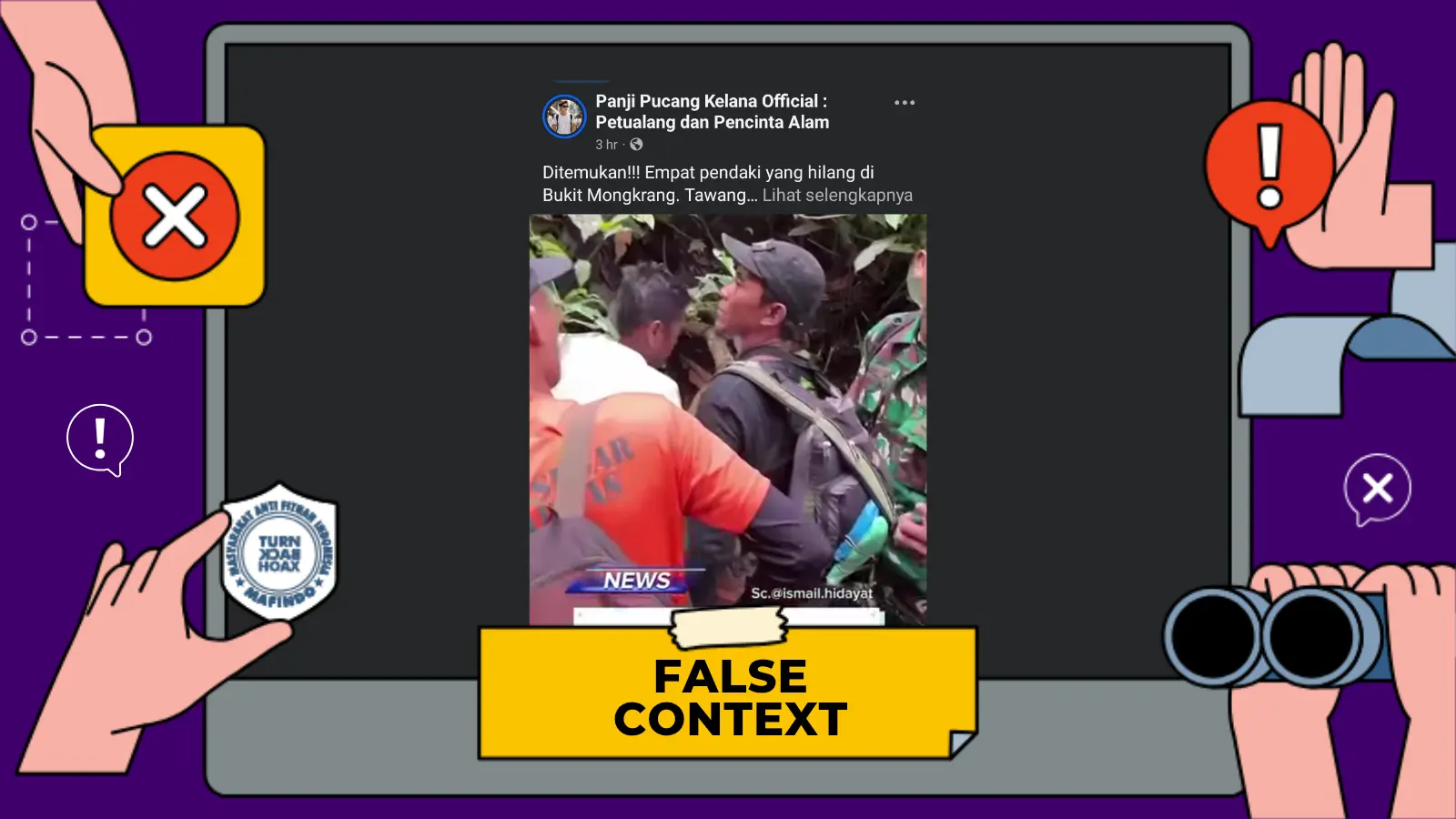 [SALAH] Video Evakuasi Empat Pendaki Hilang di Bukit Mongkrang, Tawangmangu