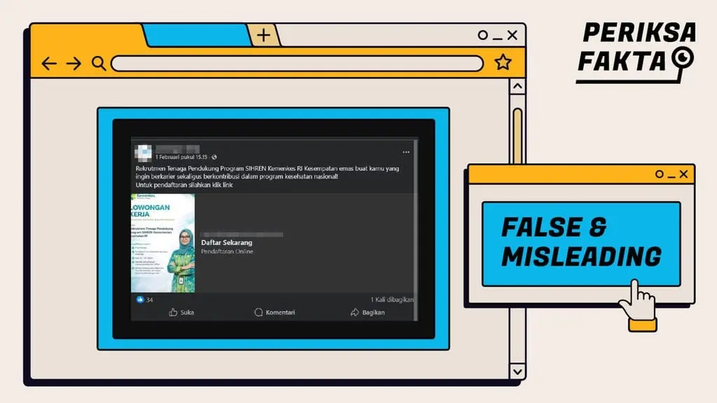 [SALAH] Hoaks Tautan Rekrutmen Tenaga Pendukung SIHREN Kemenkes RI