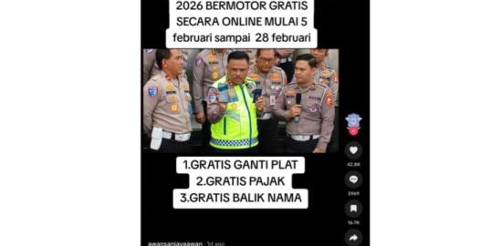 [SALAH] Hoaks! Akun pemutihan pajak kendaraan bermotor mulai 5-28 Februari Korlantas Polri