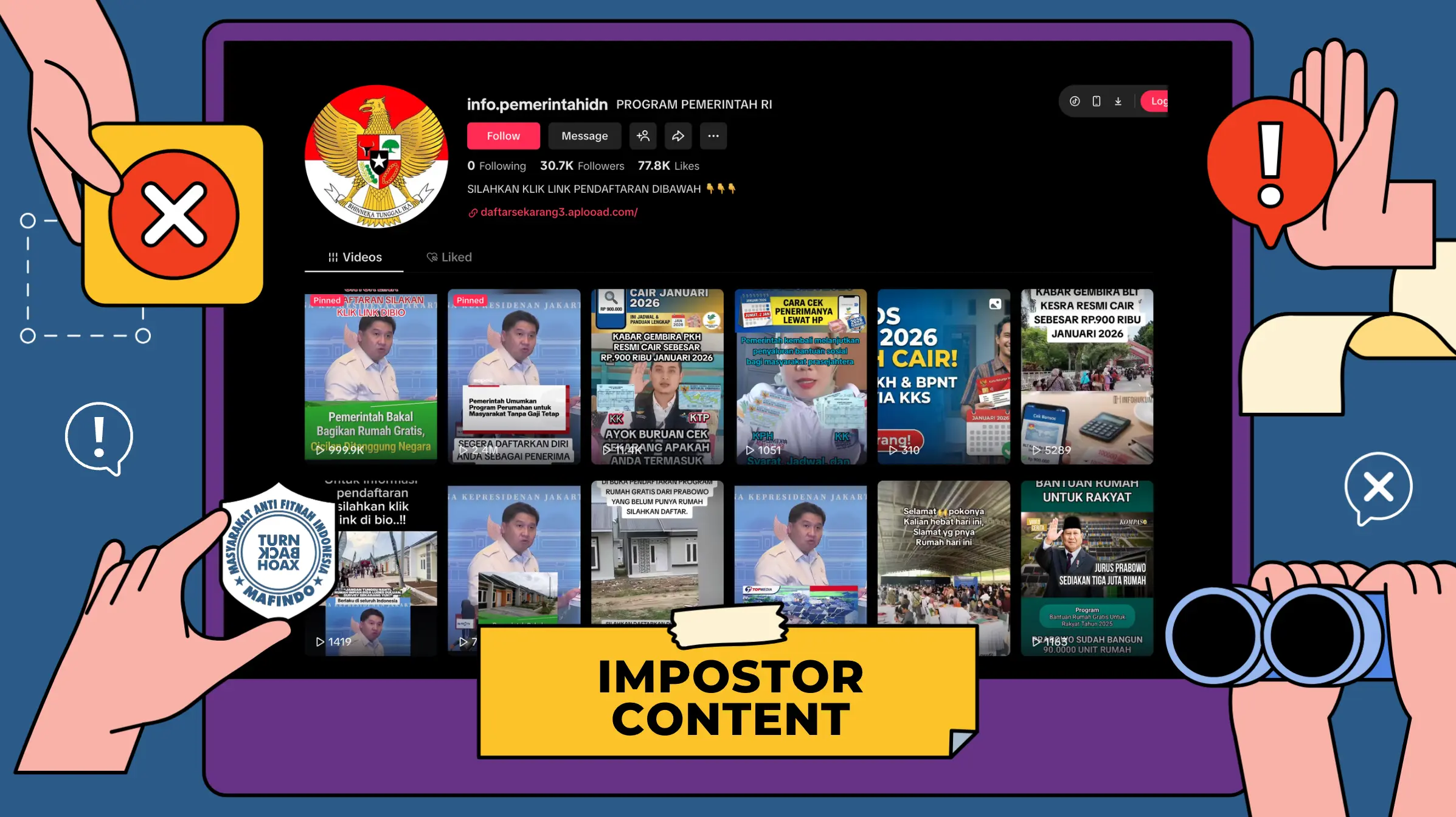 [HOAKS] Akun TikTok "info.pemerintahidn" Bukan Saluran Resmi Informasi Bantuan Pemerintah