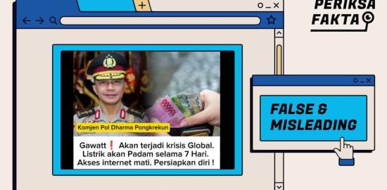 [HOAKS] Klaim Listrik Padam 7 Hari dan Internet Mati Akibat Krisis Global