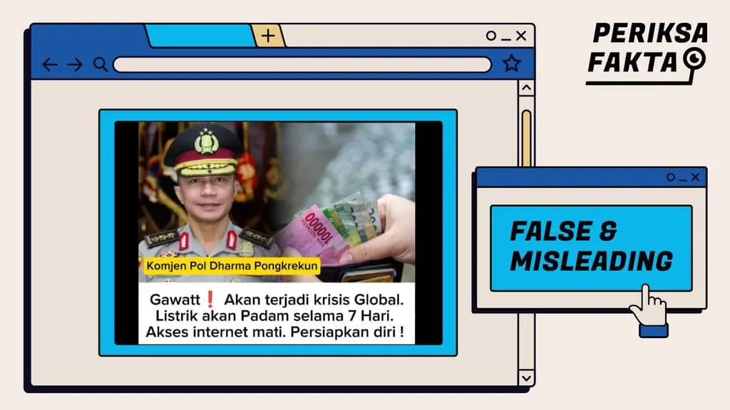 [HOAKS] Klaim Listrik Padam 7 Hari dan Internet Mati Akibat Krisis Global