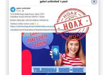 Cek Fakta: Hoaks Tautan Kuota Internet Gratis Mengatasnamakan Telegram