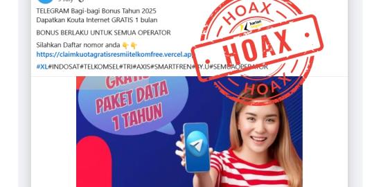 Cek Fakta: Hoaks Tautan Kuota Internet Gratis Mengatasnamakan Telegram