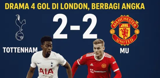 Manchester United Tahan Imbang Tottenham 2–2 di London